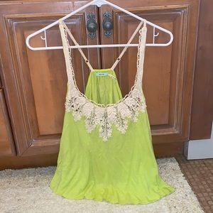 Racerback loose tank with lace detailing